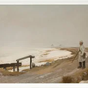 Laurits Andersen Ring – Tåget vinterdag. Karrebæksminde 1897  | Indrammet giclée-kunsttryk