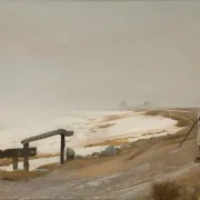Laurits Andersen Ring | Tåget vinterdag. Karrebæksminde - 1897 | Indrammet kunsttryk | Realisme