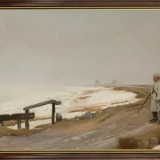 Laurits Andersen Ring | Tåget vinterdag. Karrebæksminde - 1897 | Indrammet kunsttryk | Realisme