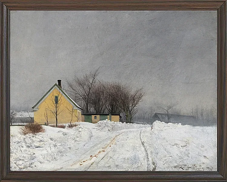 Laurits Andersen Ring – Tåget vinterdag 1910 | Indrammet giclée-kunsttryk