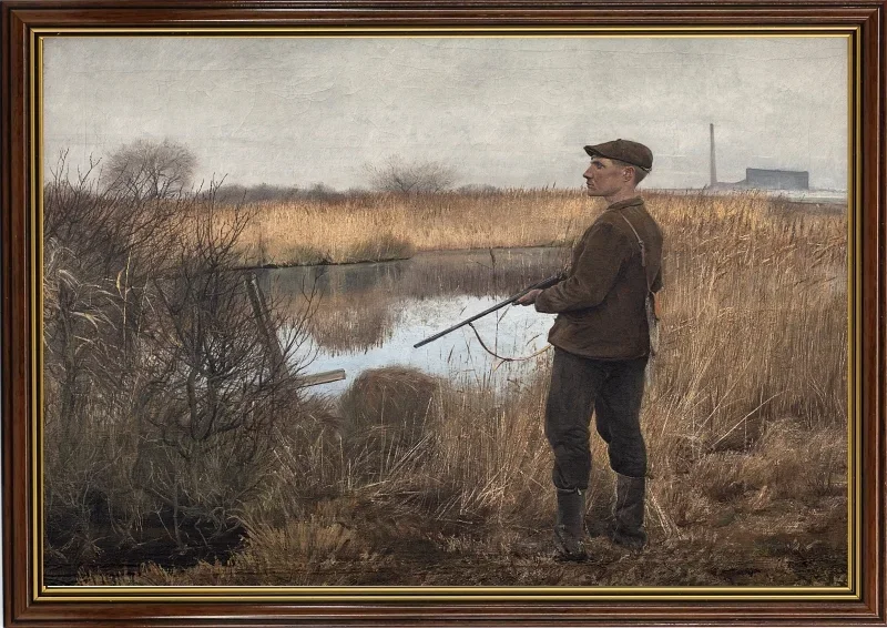 Laurits Andersen Ring | Der Jäger im Moor – 1909 | Gerahmter Kunstdruck | Realismus