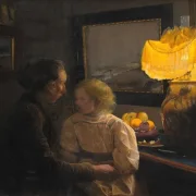 Laurits Andersen Ring | Kunstnerens kone og datter - 1901 | Indrammet kunsttryk | Realisme