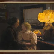 Laurits Andersen Ring | Kunstnerens kone og datter - 1901 | Indrammet kunsttryk | Realisme