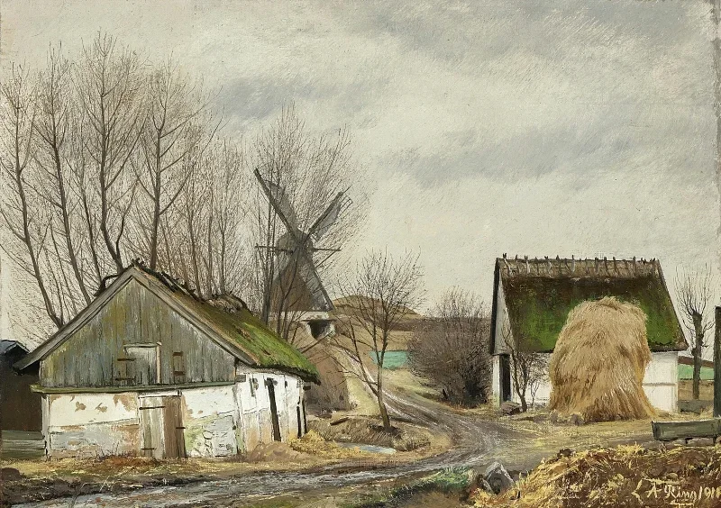 Laurits Andersen Ring | Gade i Fløng - 1911 | Indrammet kunsttryk | Realisme