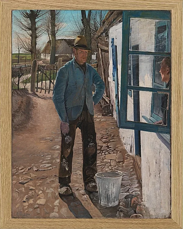Laurits Andersen Ring – Weißmalen des alten Hauses 1908 | Giclée Kunstdruck gerahmt