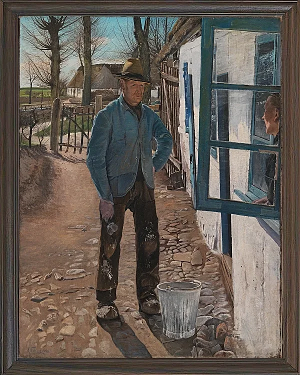 Laurits Andersen Ring – Weißmalen des alten Hauses 1908 | Giclée Kunstdruck gerahmt