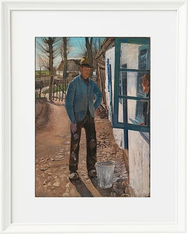 Laurits Andersen Ring – Weißmalen des alten Hauses 1908 | Giclée Kunstdruck gerahmt