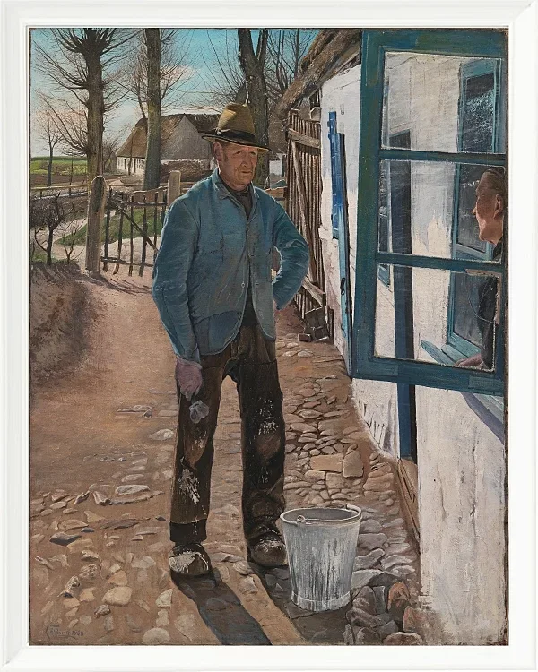 Laurits Andersen Ring – Weißmalen des alten Hauses 1908 | Giclée Kunstdruck gerahmt