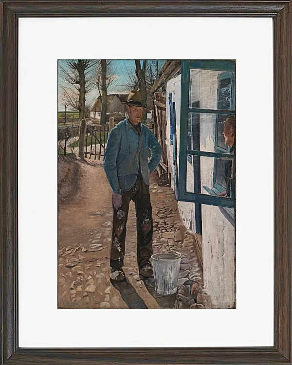 Laurits Andersen Ring – Weißmalen des alten Hauses 1908 | Giclée Kunstdruck gerahmt