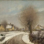 Laurits Andersen Ring – Winter in einem seeländischen Dorf 1906 | Giclée Kunstdruck gerahmt