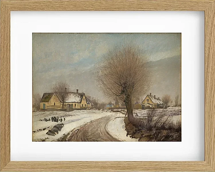 Laurits Andersen Ring – Winter in einem seeländischen Dorf 1906 | Giclée Kunstdruck gerahmt