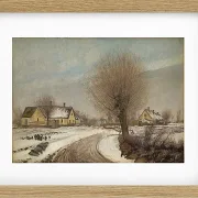 Laurits Andersen Ring – Winter in einem seeländischen Dorf 1906 | Giclée Kunstdruck gerahmt