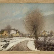 Laurits Andersen Ring – Winter in einem seeländischen Dorf 1906 | Giclée Kunstdruck gerahmt