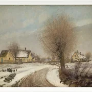 Laurits Andersen Ring – Winter in einem seeländischen Dorf 1906 | Giclée Kunstdruck gerahmt