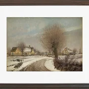 Laurits Andersen Ring – Winter in einem seeländischen Dorf 1906 | Giclée Kunstdruck gerahmt