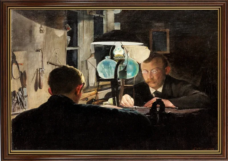 Laurits Andersen Ring | Guldsmedeværksted - 1917 | Indrammet kunsttryk | Realisme