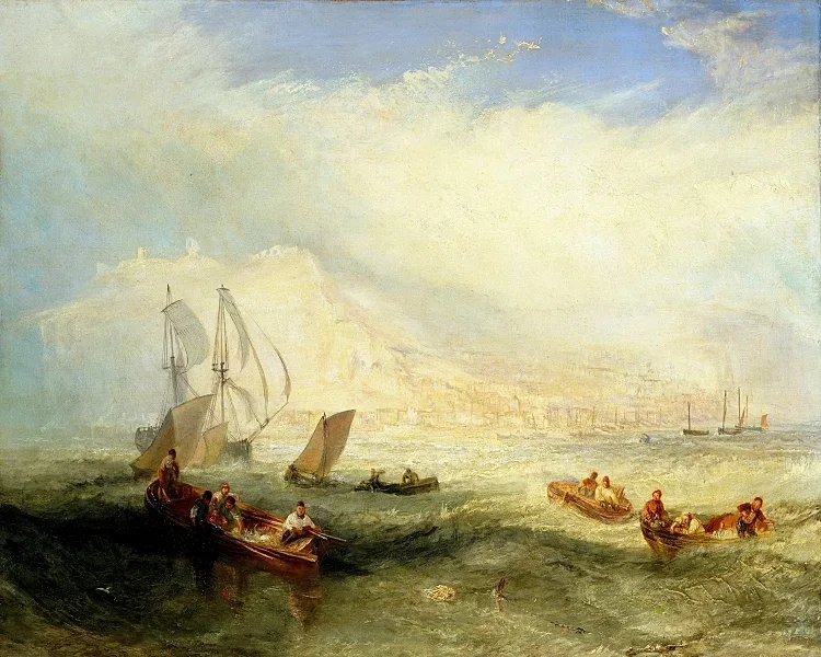 Leinen fischen vor Hastings - 1835