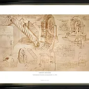 Leonardo da Vinci | Archimedes Skruer og Vandhjul - 1503 | Gallery Edition | Indrammet kunsttryk | Renæssance