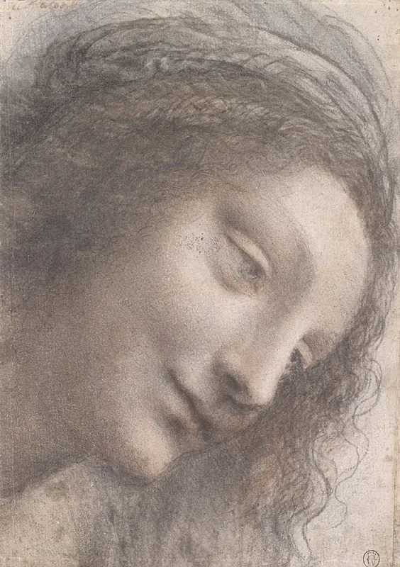 Leonardo da Vinci | The Head of the Virgin - 1512 | Indrammet kunsttryk | Renæssance | formida