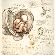 Leonardo da Vinci | Der menschliche Fötus im Mutterleib - 1511 | Giclée Kunstdruck gerahmt