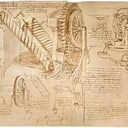 Leonardo da Vinci | Archimedische Schrauben und Wasserräder - 1503 | Gerahmter Kunstdruck | Renaissance | formida