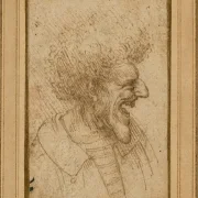 Leonardo da Vinci | Karikatur af en mand med busket hår - 1495 | Indrammet kunsttryk | Renæssance | formida