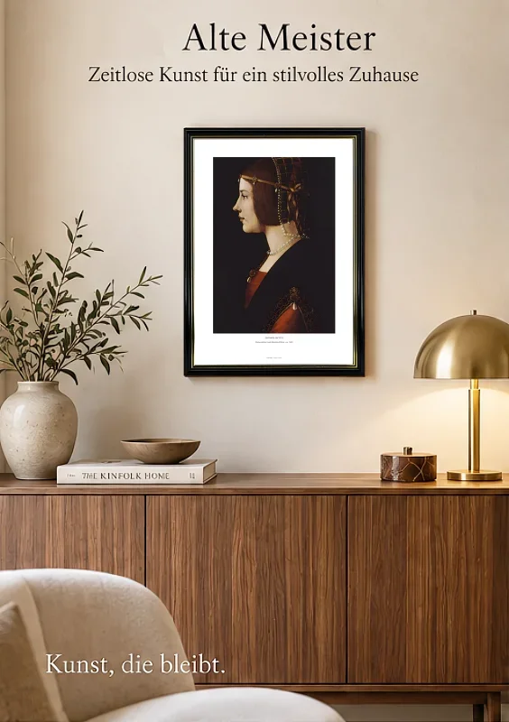 Leonardo da Vinci | Kvindeportræt af Lady Beatrice D'Este - 1495 | Gallery Edition | Indrammet kunsttryk | Renæssance