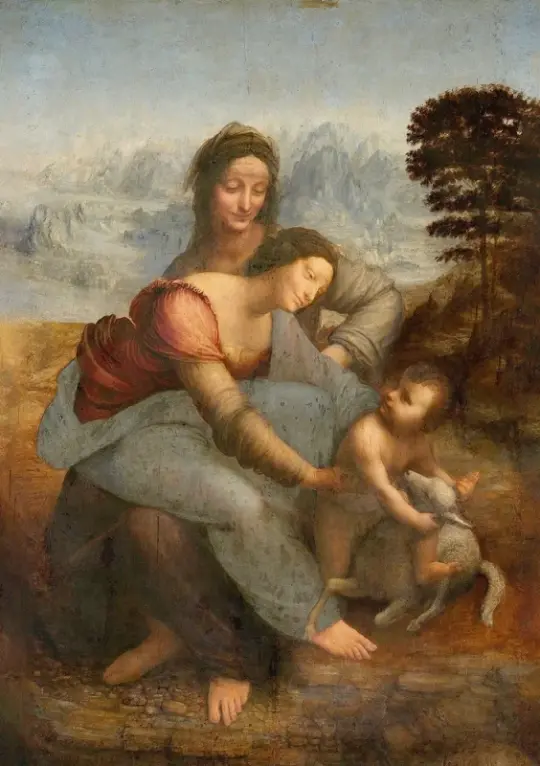 Leonardo da Vinci | Jomfruen og barnet med den hellige Anne - 1510 | Indrammet kunsttryk | Renæssance | formida