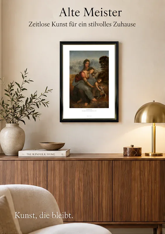Leonardo da Vinci | Jomfru Maria og barnet med Sankt Anna - 1513 | Gallery Edition | Indrammet kunsttryk | Renæssance