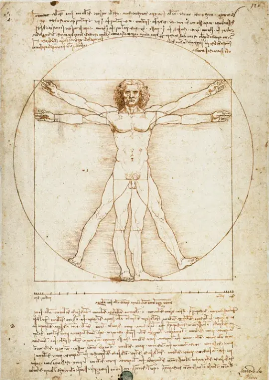 Leonardo da Vinci | Vitruvmann, Proportionszeichnung - 1490 | Giclée Kunstdruck gerahmt