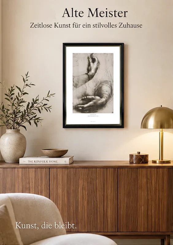Leonardo da Vinci | Studie af en kvindes hænder - 1475 | Gallery Edition | Indrammet kunsttryk | Renæssance