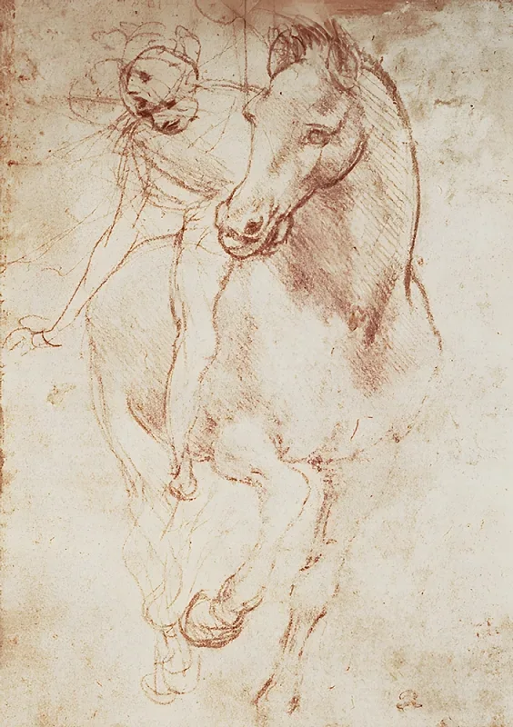 Leonardo da Vinci | Pferd und Reiter - 1515 | Giclée Kunstdruck gerahmt