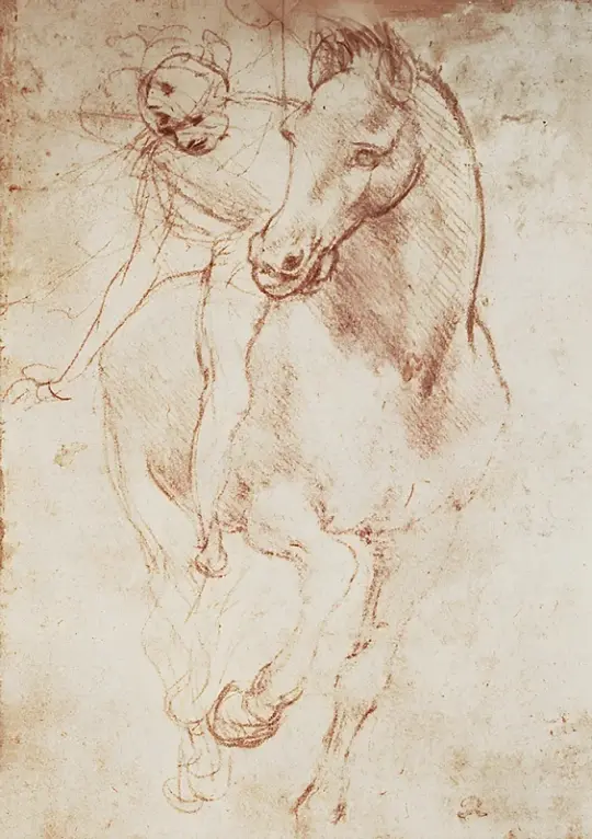 Leonardo da Vinci | Pferd und Reiter - 1515 | Giclée Kunstdruck gerahmt