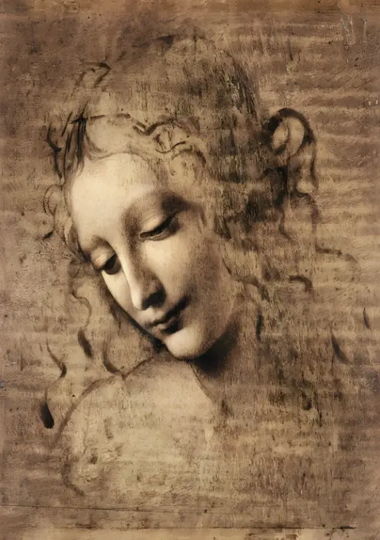 Leonardo da Vinci | Kvindehoved - 1508 | Indrammet kunsttryk | Renæssance | formida