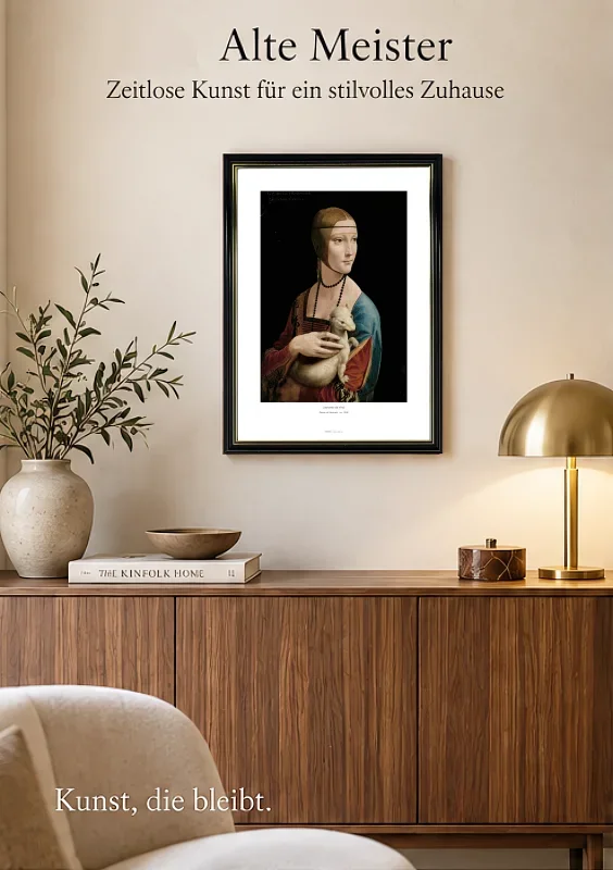 Leonardo da Vinci | Dame mit Hermelin – Porträt von Cecilia Gallerani – 1536 | Gallery Edition | Gerahmter Kunstdruck | Renaissance