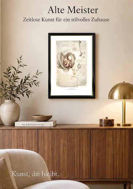 Leonardo da Vinci | Der menschliche Fötus im Mutterleib - 1511 | Gallery Edition | Gerahmter Kunstdruck | Renaissance