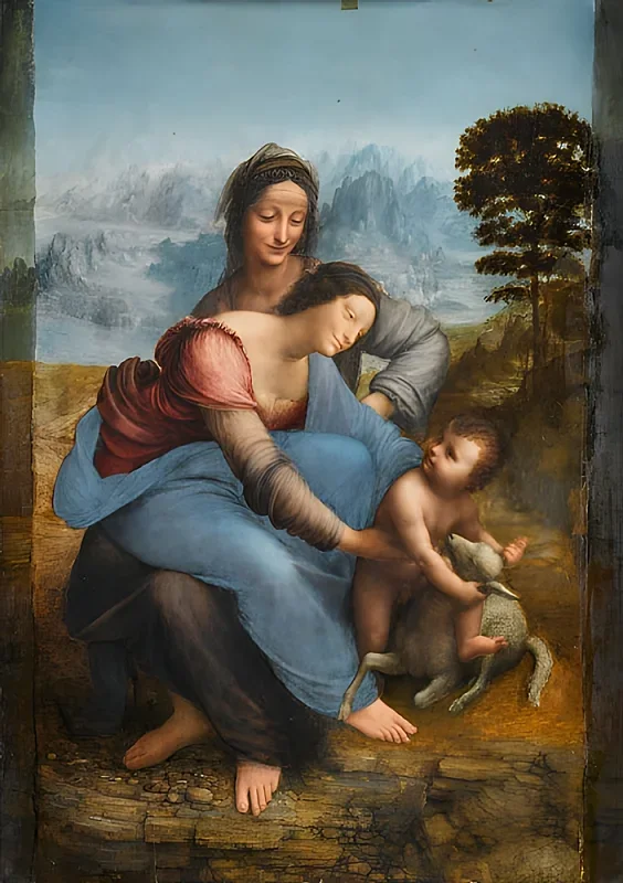Leonardo da Vinci | Jungfrau mit Kind und der heiligen  Anna - 1509 | Giclée Kunstdruck gerahmt