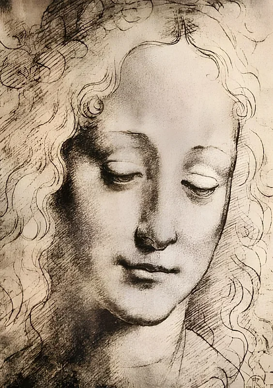 Leonardo da Vinci | Kopf eines jungen Mädchens - 1501 | Giclée Kunstdruck gerahmt
