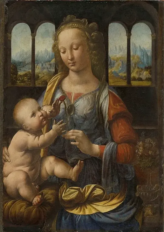 Leonardo da Vinci | Madonna af nelliken - 1475 | Indrammet kunsttryk | Renæssance | formida