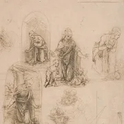 Leonardo da Vinci | Kompositionsskizzen für die das Christkind anbetende Jungfrau – 1480 | Gerahmter Kunstdruck | Renaissance | formida