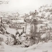 Leonardo da Vinci | Landskab - 1473 | Indrammet kunsttryk | Renæssance | formida