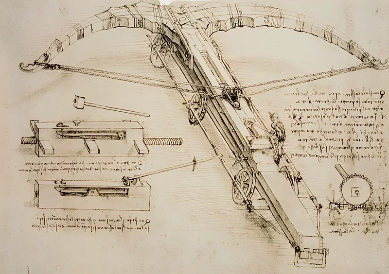 Leonardo da Vinci | Kæmpe katapult - 1499 | Indrammet kunsttryk | Renæssance | formida