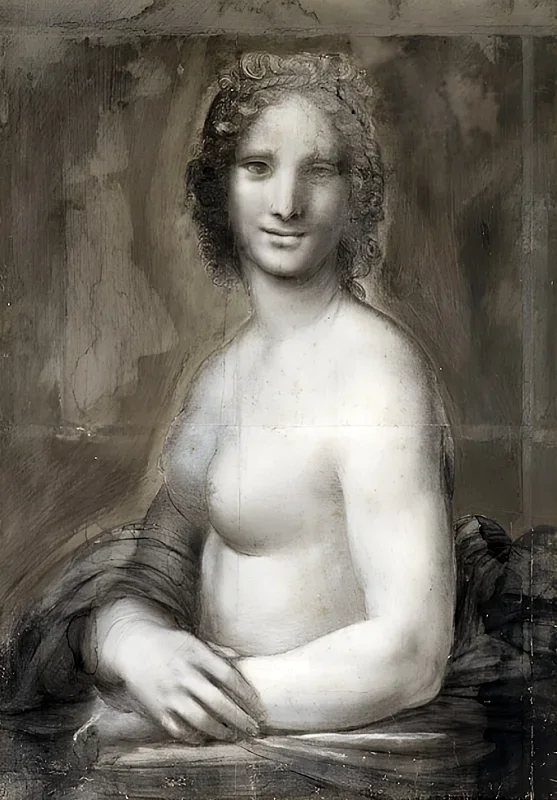 Leonardo da Vinci | Die nackte Mona Lisa - 1515 | Giclée Kunstdruck gerahmt