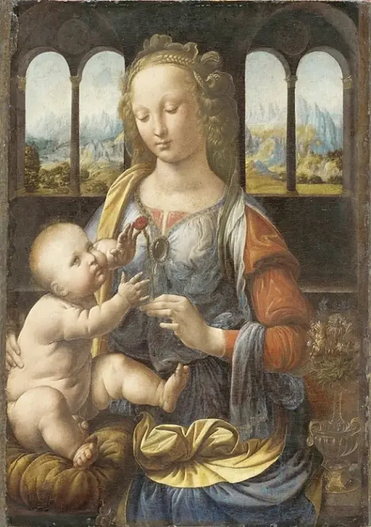 Leonardo da Vinci | Madonna mit der Nelke – 1475 | Giclée Kunstdruck gerahmt