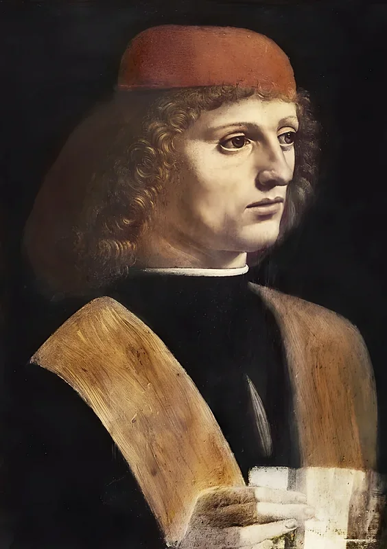 Leonardo da Vinci | Portrait eines Musikers - 1490 | Giclée Kunstdruck gerahmt