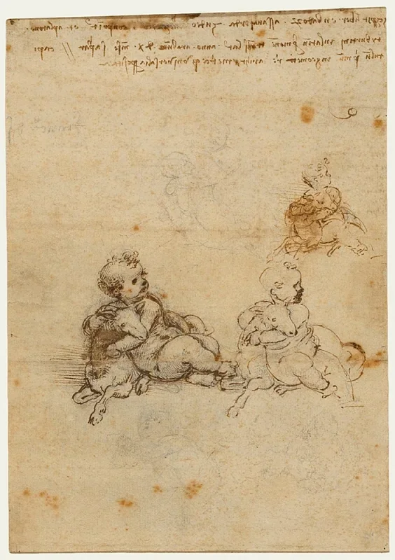 Leonardo da Vinci | Studien zum Christkind mit Lamm – 1505 | Giclée Kunstdruck gerahmt