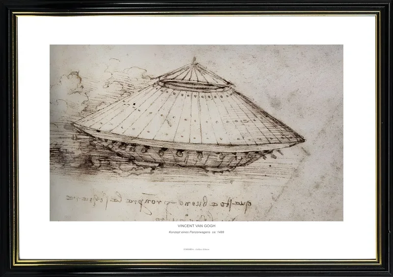Leonardo da Vinci | Konzept eines Panzerwagens - 1488 | Gallery Edition | Gerahmter Kunstdruck | Renaissance