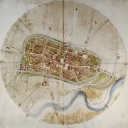 Leonardo da Vinci | Bykort over Imola - 1502 | Indrammet kunsttryk | Renæssance | formida