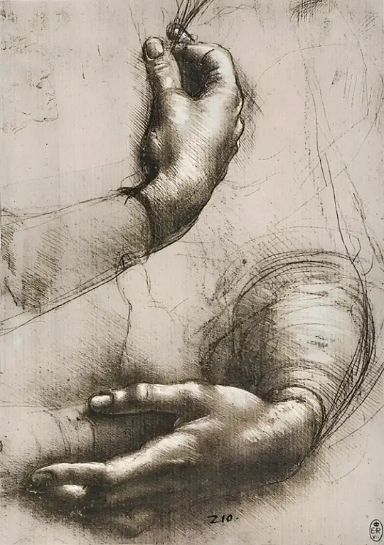 Leonardo da Vinci | Studie der Hände einer Frau - 1475 | Giclée Kunstdruck gerahmt