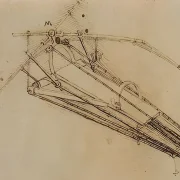 Leonardo da Vinci | Tegning af en flyvende maskine - 1485 | Indrammet kunsttryk | Renæssance | formida
